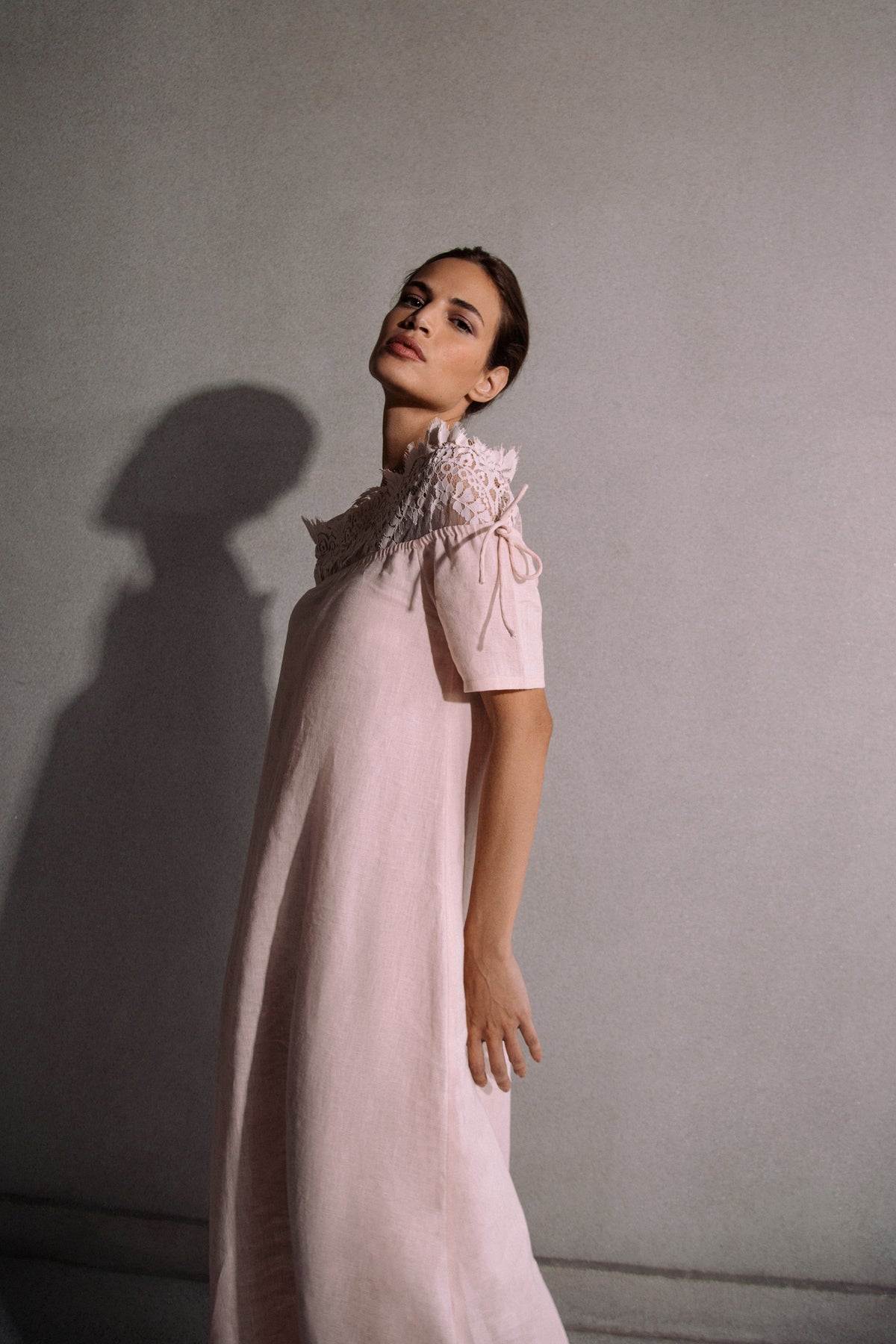 Off shoulder linen dress